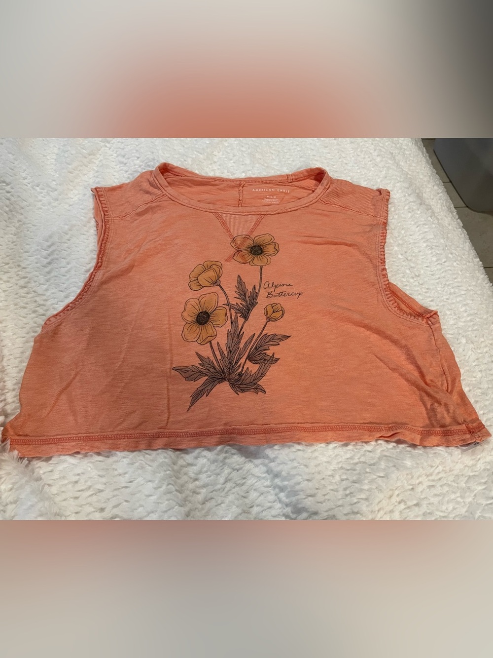 American Eagle Outfitters coral/orange sleeveless graphic tank top size Medium